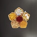 خرید اردوخوری چوبی طرح گل 6 خانه 039