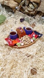 خرید سینی سرو چوبی بیضی دسته دار 052