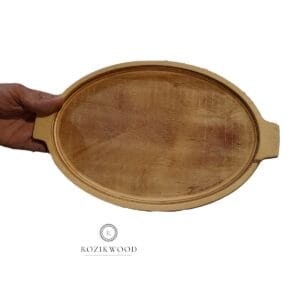 خرید سینی سرو چوبی بیضی دسته دار 052