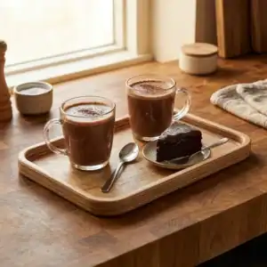 سینی چوبی مستطیل سرو قهوه کافی کیک