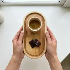خرید سینی چوبی بیضی کافی شاپی
