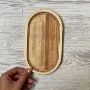 سینی سرو چوبی طرح بیضی کافی شاپی کد 074