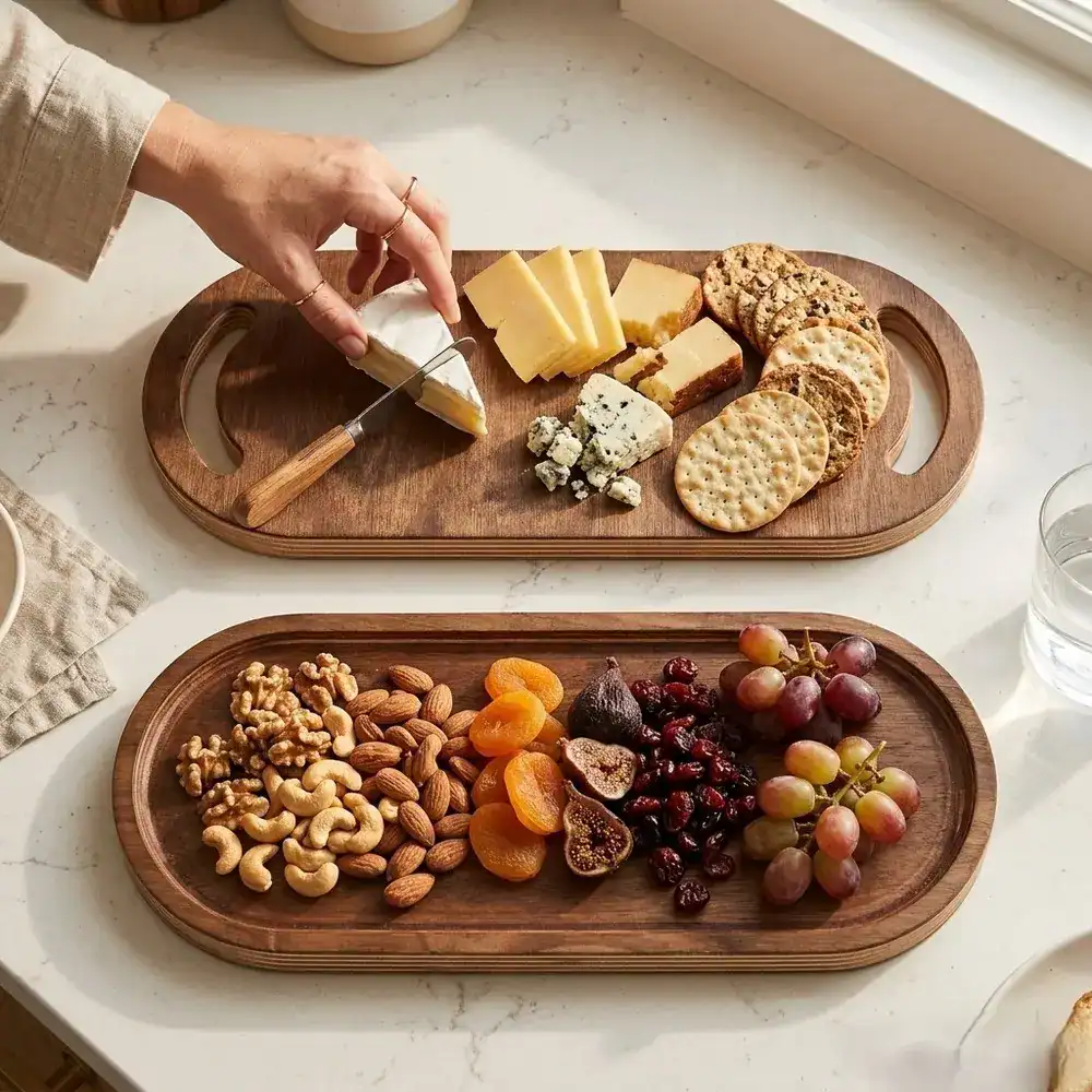 پک سینی و تخته سرو چوبی پذیرایی رزیک وود پک سینی و تخته سرو چوبی پذیرایی رزیک وود
