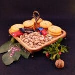 خرید سینی پذیرایی چوبی دسته و پایه فلزی مربع 514