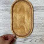 خرید ست سرو چوبی 4 تکه سینی و اردو خوری و زیرلیوانی چوبی بیضی دایره