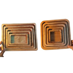 خرید 2 مجموعه 5 عددی سینی چوبی مربع و مستطیل ( 10 تیکه )