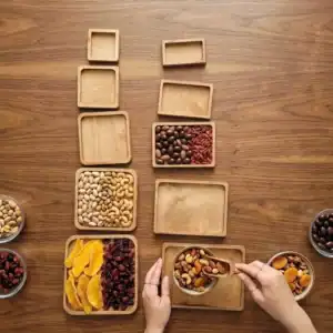 سینی چوبی 10 تیکه مربع و مستطیل رزیک وود