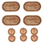 خرید ۷ تکه سینی چوبی کافی شاپ (لاته، قهوه و اسپرسو ) شامل ۴ بیضی + ۳ دایره دوخانه