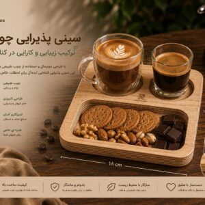 خرید سینی سرو قهوه چوبی دو نفره رزیک وود | سینی پذیرایی لته، چای و اسپرسو ضدآب