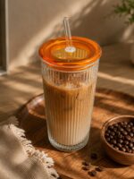 خرید لیوان شیشه ای نی دار دارینا | ماگ شیار دار مینیمال