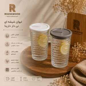 لیوان شیشه ای نی دار دارینا | ماگ شیار افقی مینیمال