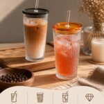 خرید لیوان شیشه ای نی دار دارینا | ماگ شیار دار مینیمال