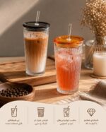 خرید لیوان شیشه ای نی دار دارینا | ماگ شیار دار مینیمال